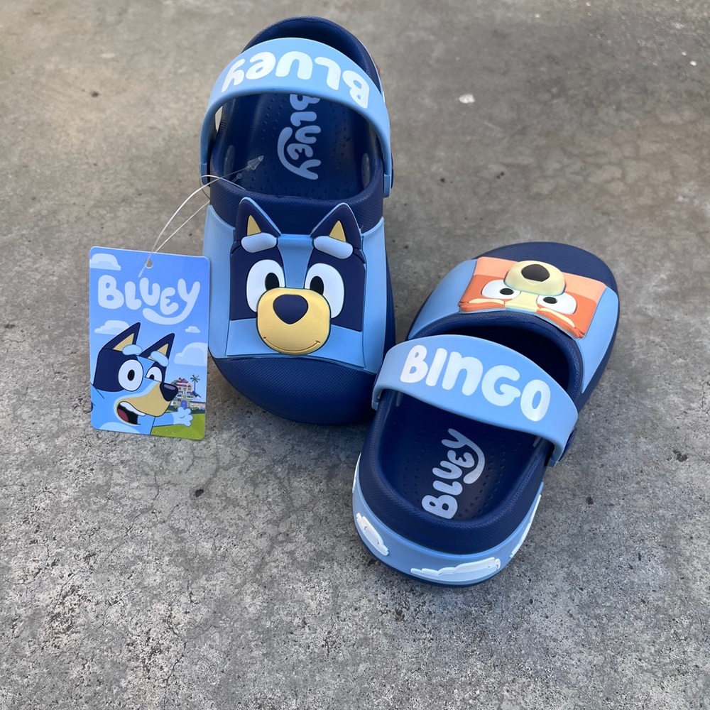 BLUEY & BINGO Slides Comfort Bluey Sandals Bingo Strap Slip On Blue Size 6